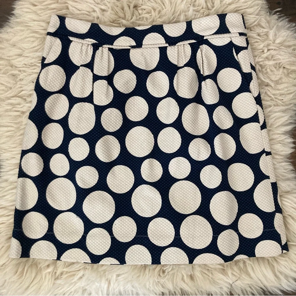 Boden Navy Textured Polkadot Skirt w Pockets Sz 8 US - Picture 1 of 5
